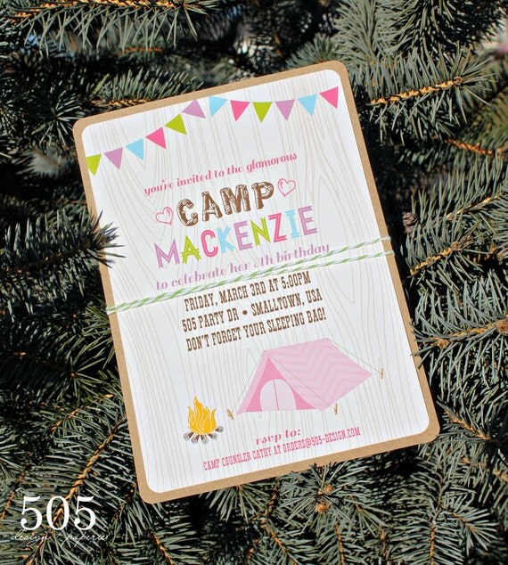 Glam Camping Invitation - Girls Camping Party Invitation by 505 Design, Inc Il_570xn