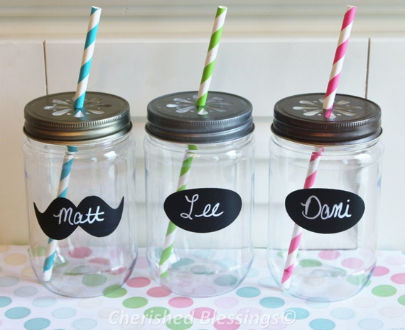 Plastic Mason Jars, 6 Plastic Jars w/ Daisy Lids, Mason Jar Cups Glasses, Table Setting, Birthday Party Wedding Baby Shower Favors 17oz Il_570xn