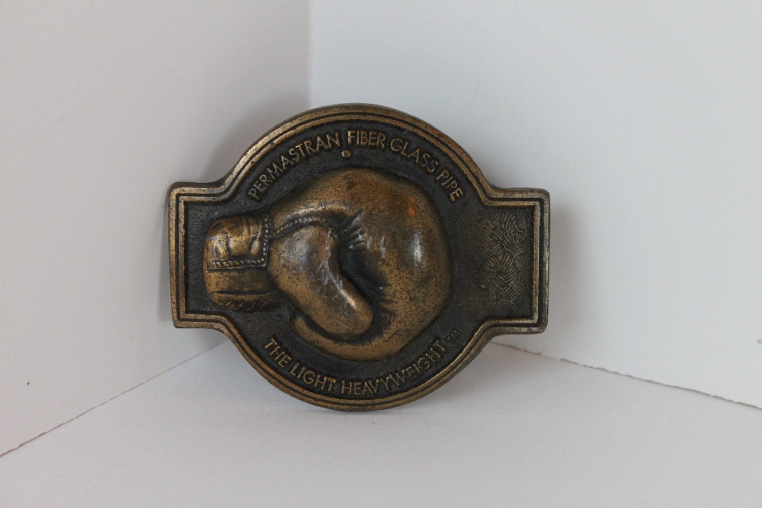 Vintage BOXING GLOVE Belt BUCKLE by Permastran Fiber Glass