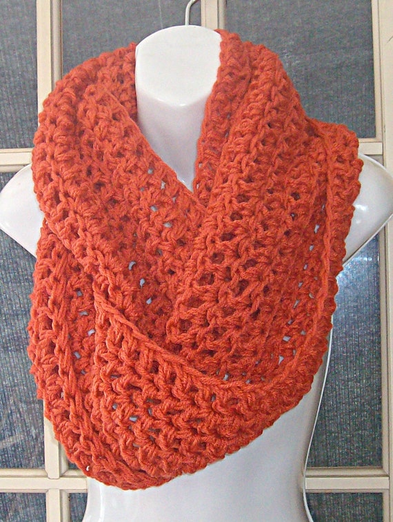Items similar to Coral infinity cowl scarf neckwarmer on Etsy