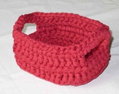 Crochet Basket - Small Handled in Watermelon Cotton