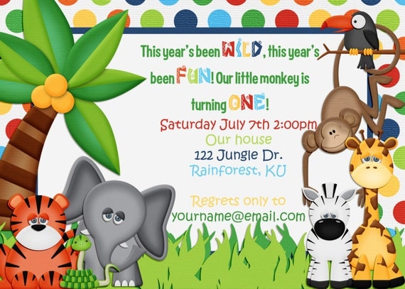 Jungle Themed Birthday Invitation Il_570xn