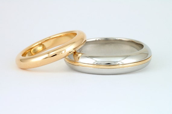 wedding gold sets  Wedding Matching Set   18k band and Rings  Band  Platinum   Gold Wedding 18K