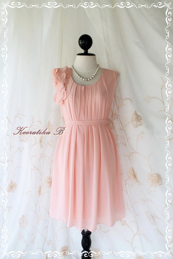 A Party Dress One Shoulder Ruffle Dress Baby Pink Dress Prom