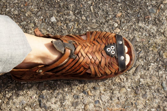 men's leather sandals with tire tread soles