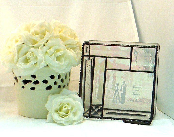 Personalized Stained Glass Wedding Keepsake Box or Anniversary