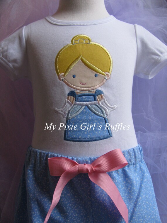Monogrammed Inspired by Cinderella T-Shirt with Coordinating Single Ruffle Pants
