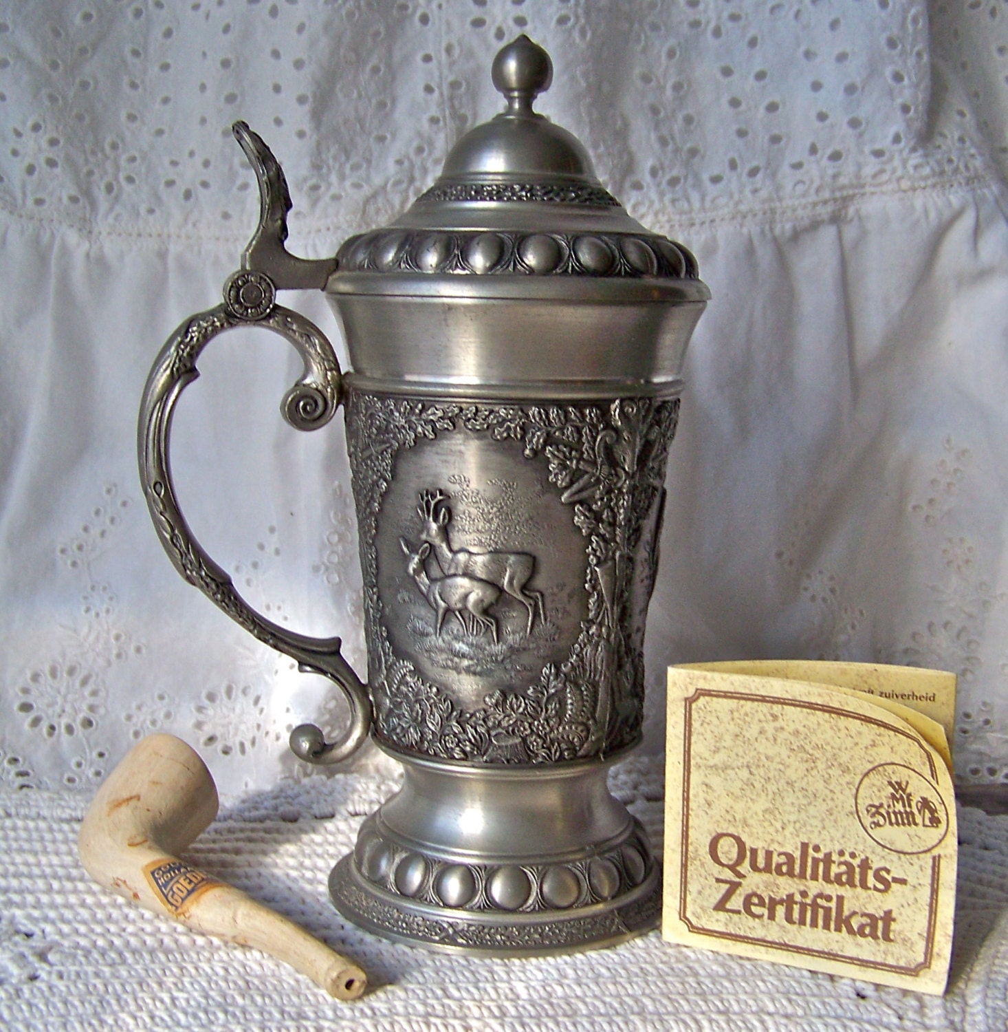 Vintage Pewter Beer Stein WMF Pure Pewter