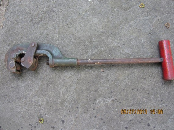 Antique vintage Pipe cutter green Red industrial chic
