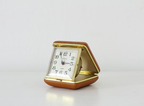 Vintage Estyma travel alarm clock burnt orange