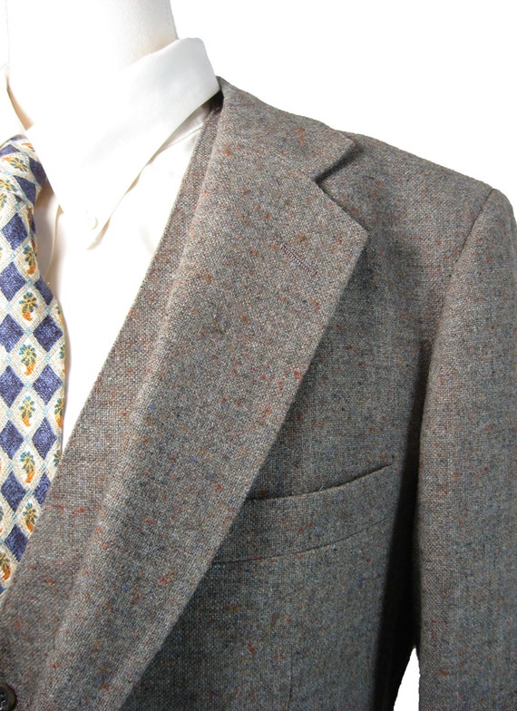 Vintage Gray Tweed Two Button Sport Coat and Vest. Two Piece