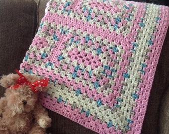 Items similar to Pretty N Pink Granny Square Baby Blanket on Etsy