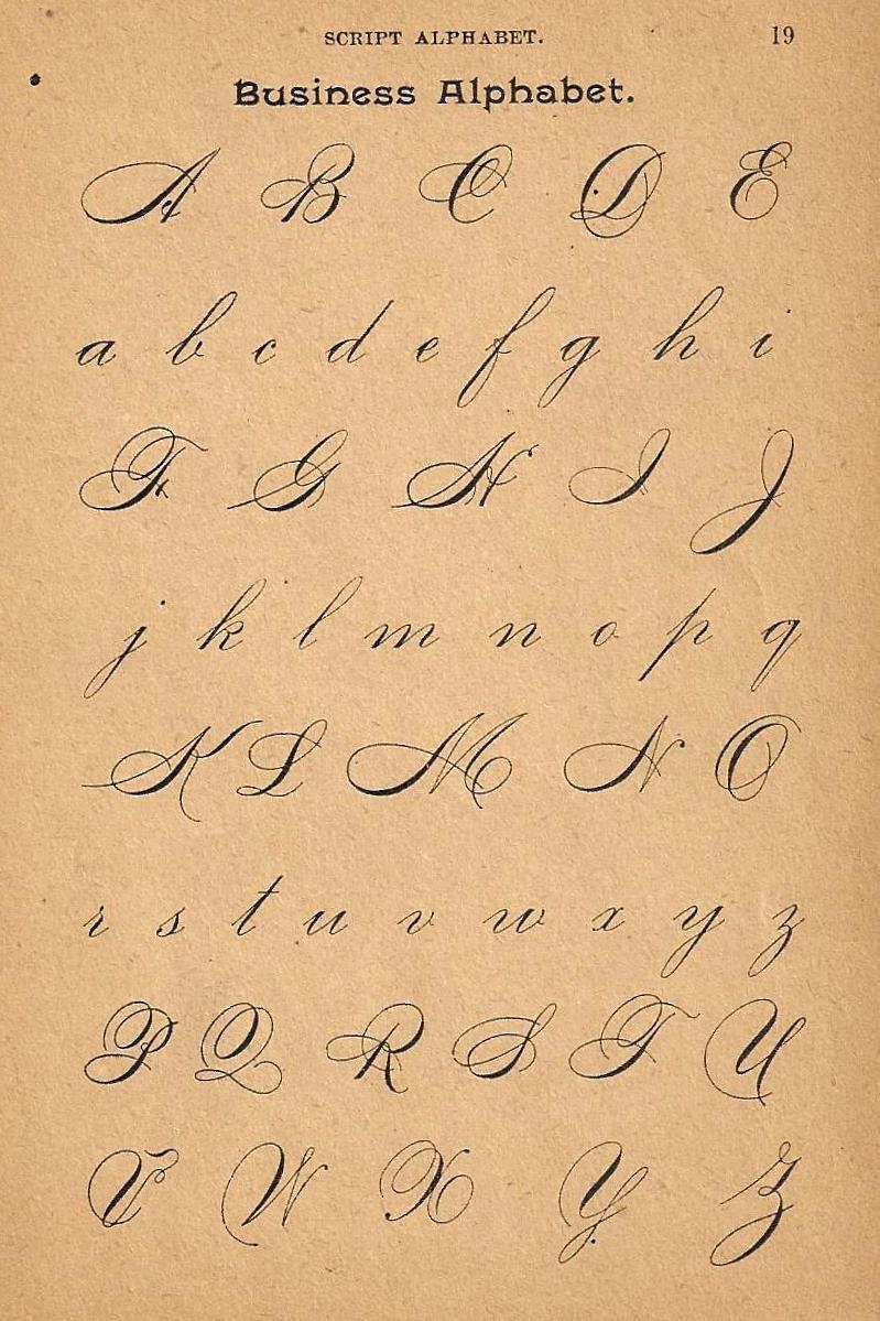 1890s Calligraphy Print Page Capital Letters Ornamental