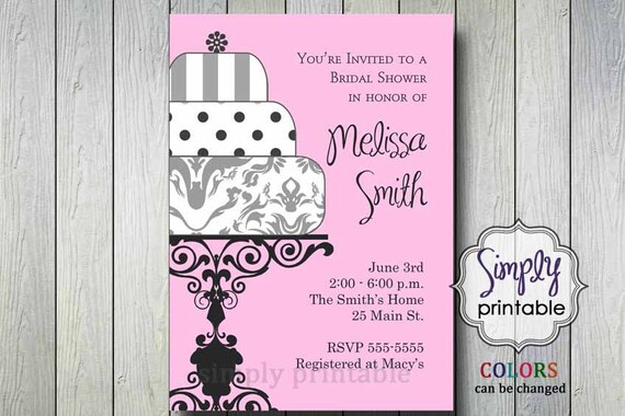 Bridal Shower Invitation Wedding Cake (Printable Digital File) Il_570xn