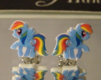 Rainbow dash My Little Pony Friendship is Magic Cartoon Stud Earrings - surgical steel