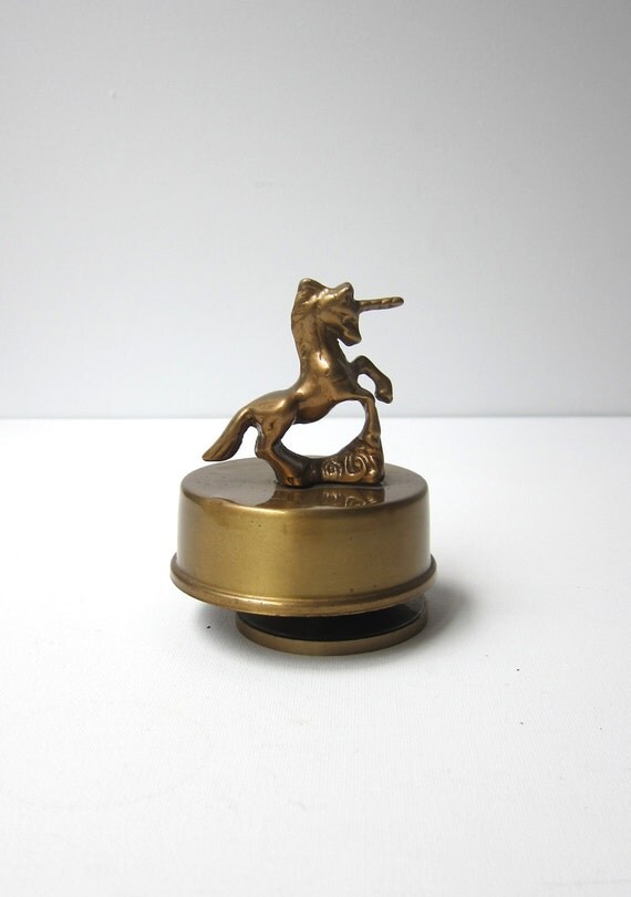 Vintage Japanese Brass rotating unicorn music box