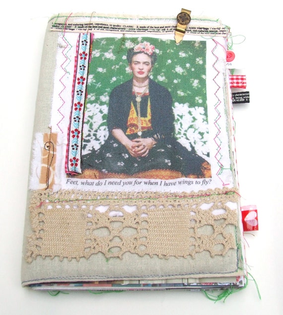 Frida Kahlo Fabric Covered Art Journal Mixed Media Smash Book