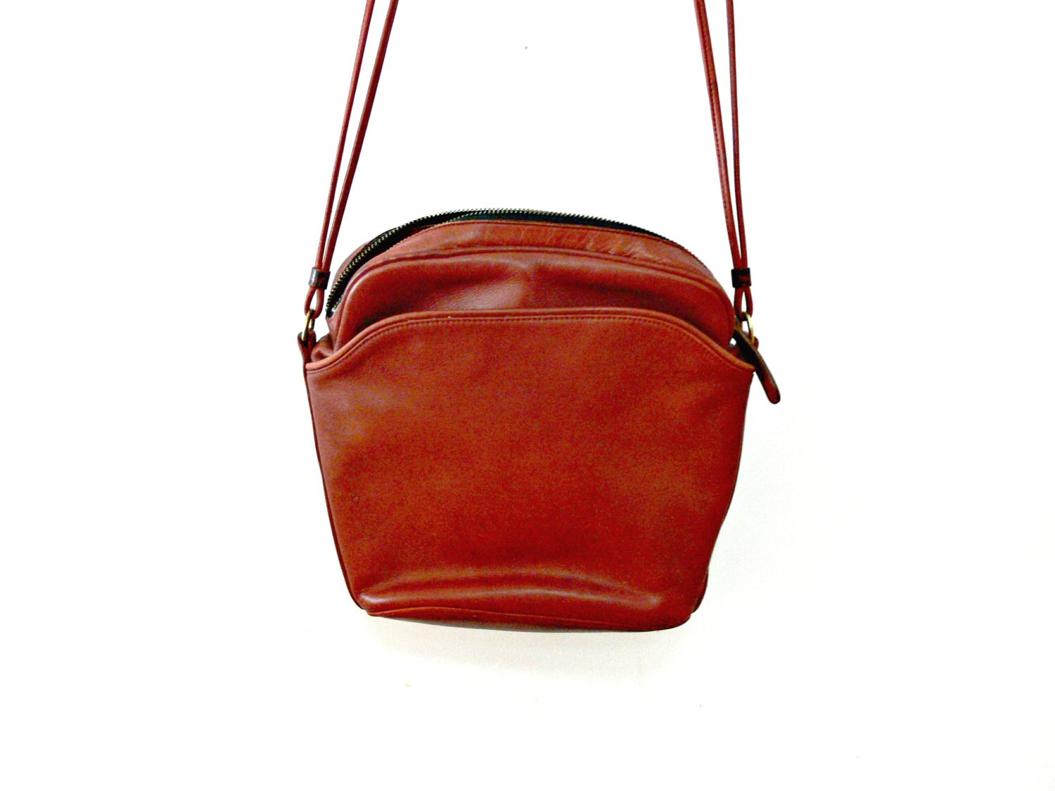 Red Leather Coach Purse Vintage Zippered Shoulder Bag
