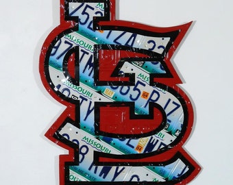 St. Louis Cardinal made from expired Missouri license plates
