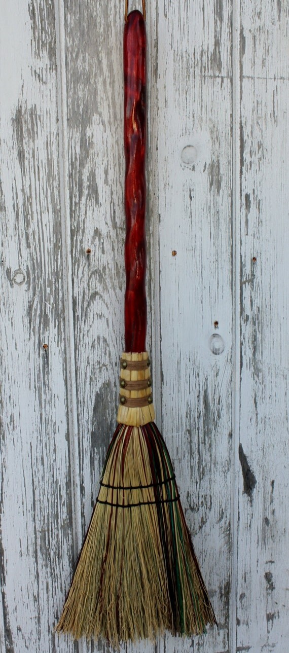 Handmade Hearth Broom Red by Broomhilde on Etsy