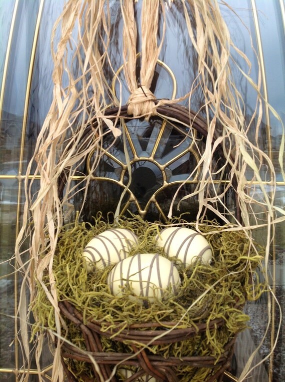 Spring Wreath Easter Wreath Grapevine Wall Pocket Basket Door