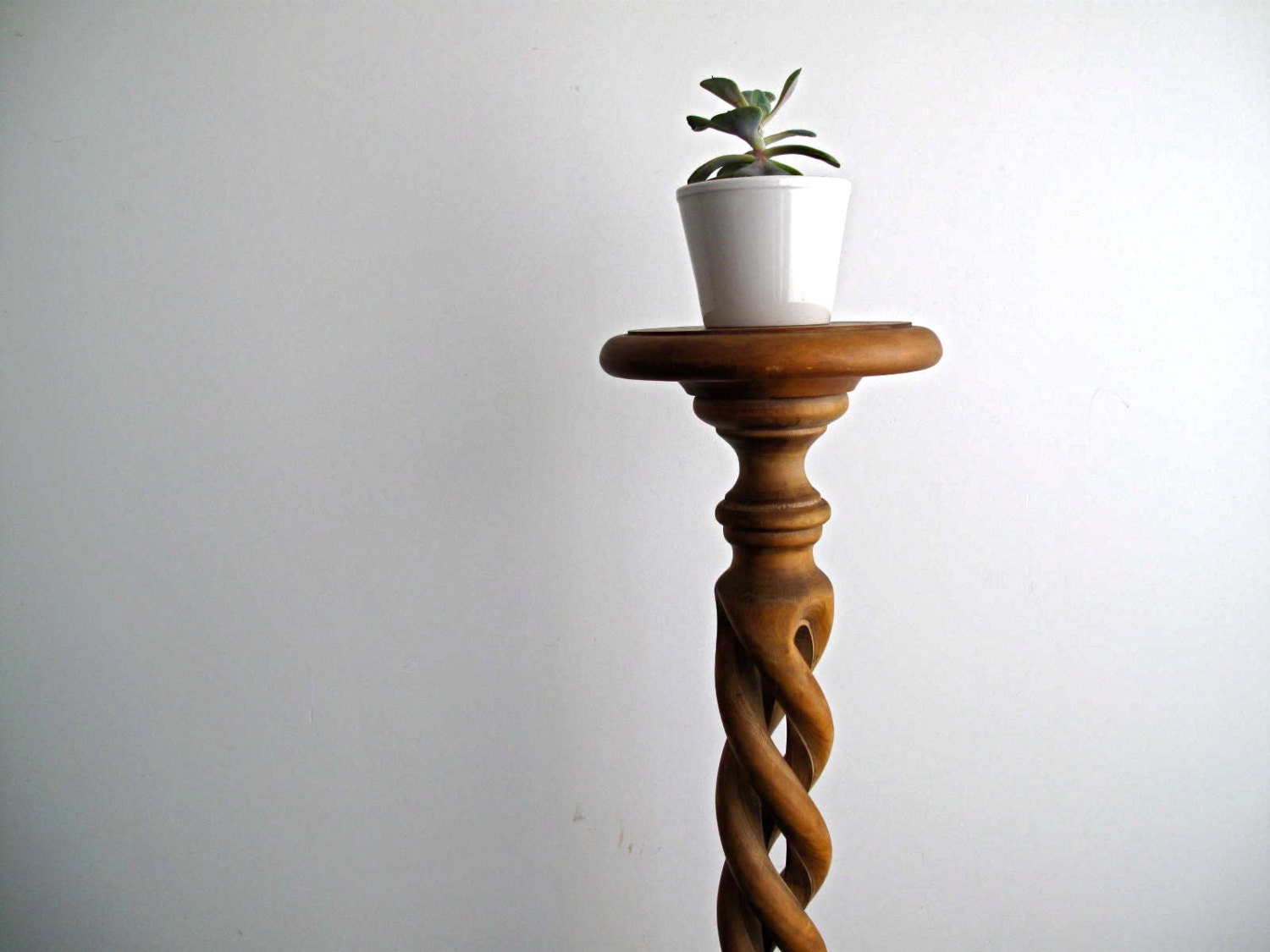 Vintage Wood Plant Stand Hand Carved Wooden by SnapshotVintage