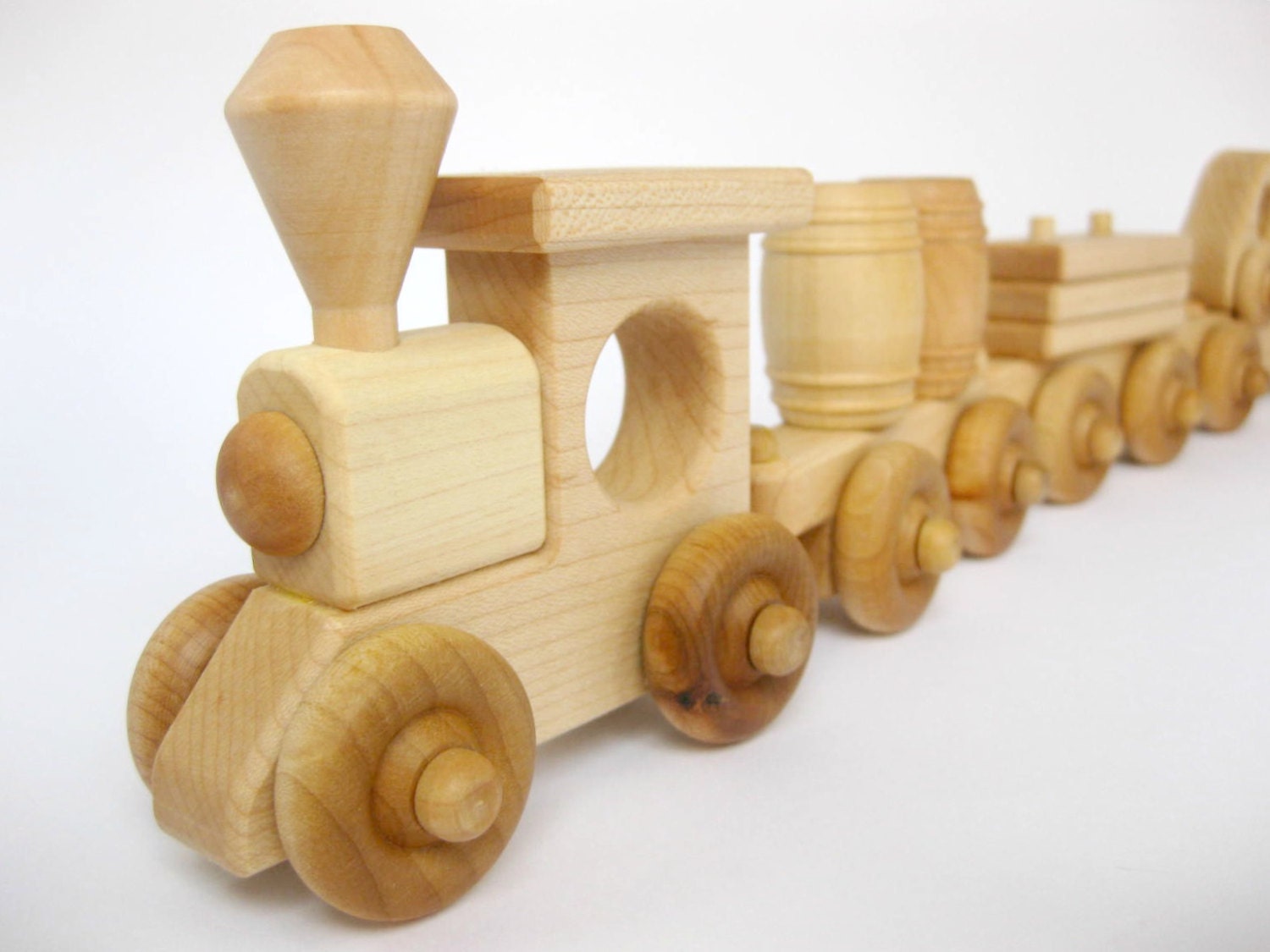 Wooden Toy Train Set 4 Cars organic wood toy