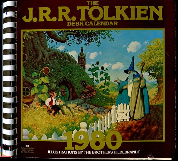 Vintage 1980 JRR Tolkien Lord of the Rings Desk Calendar