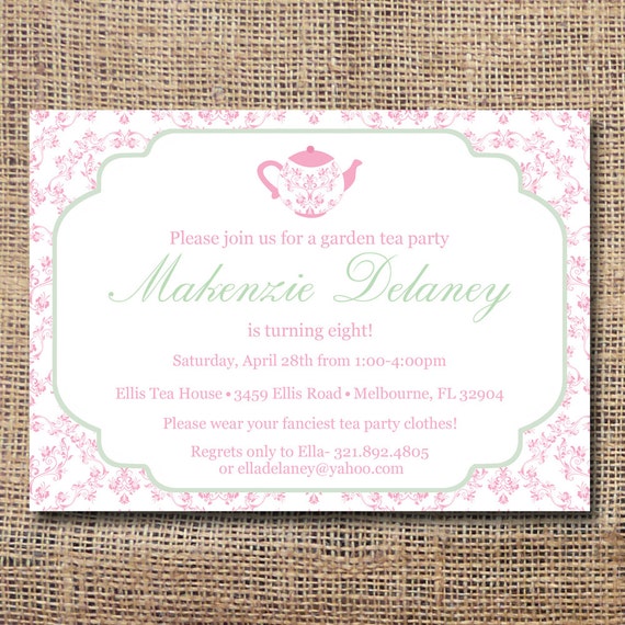 Printable Garden Tea Party Invitation