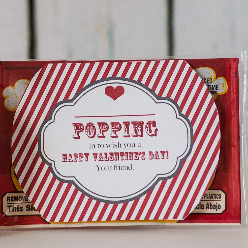 Printable Popcorn Kids Valentine Treat Bag