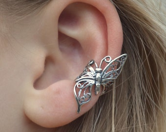 Butterfly in Flight - Ear Cuff - Sterling Silver