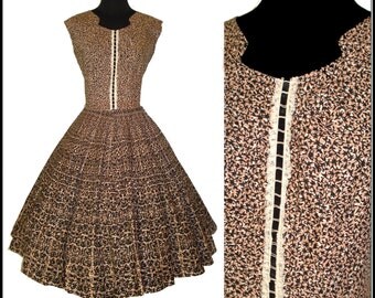 Vintage 1950s Dress Full Circle New Look Full Skirt Femme Fatale Garden Party Mad Man Prom Pinup Bombshell Rockabilly Ballerina Designer