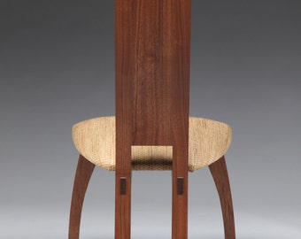Custom made-to-order modern black walnut dining chair