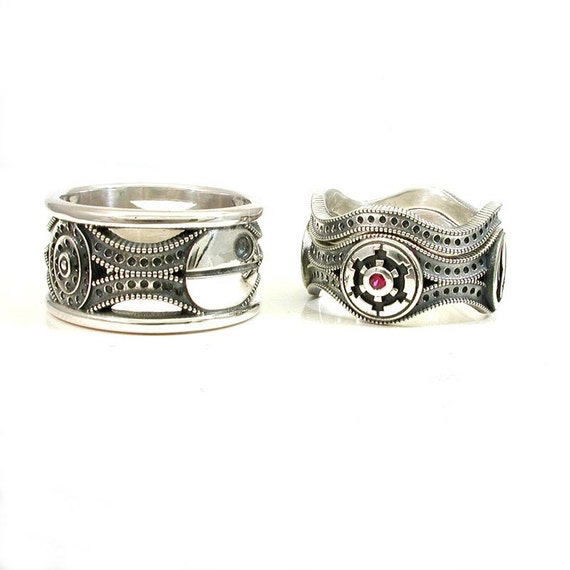 Star Wars Ring Set Sterling Silver Geek Engagement Rings