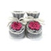 Hand Knitted Baby Booties with Crochet Flower - Light Gray, 0 - 6 months