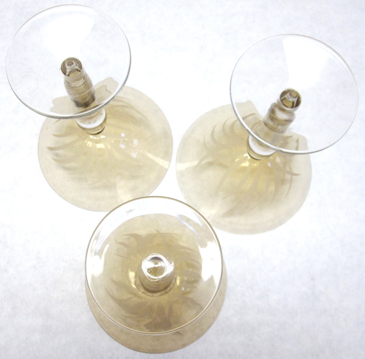 Set of 3 Pale Brown Drinking Glasses Vintage by sweetie2sweetie