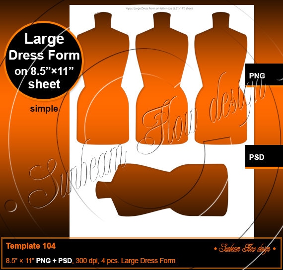 INSTANT DOWNLOAD Large Dress Form TEMPLATE 104 Printable