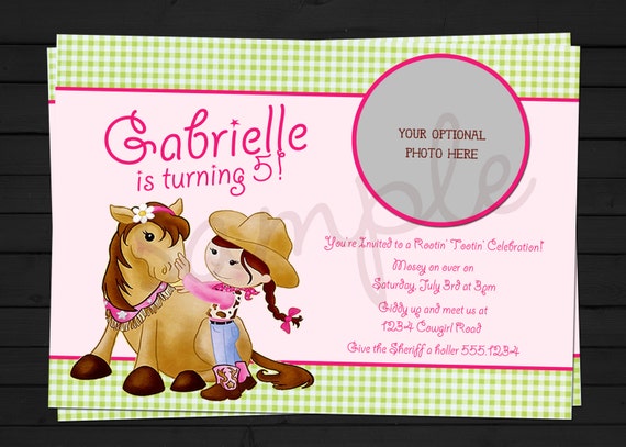 Pink Cowgirl Invitation Digital File YOU-PRINT Il_570xn