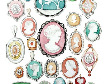 Cameo Collection Pastels Watercolor - Print