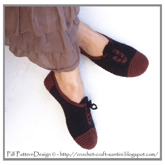 Leather-Look Lace-Up Slippers  - The Basic Slipper CROCHET-PATTERN - Instant Download