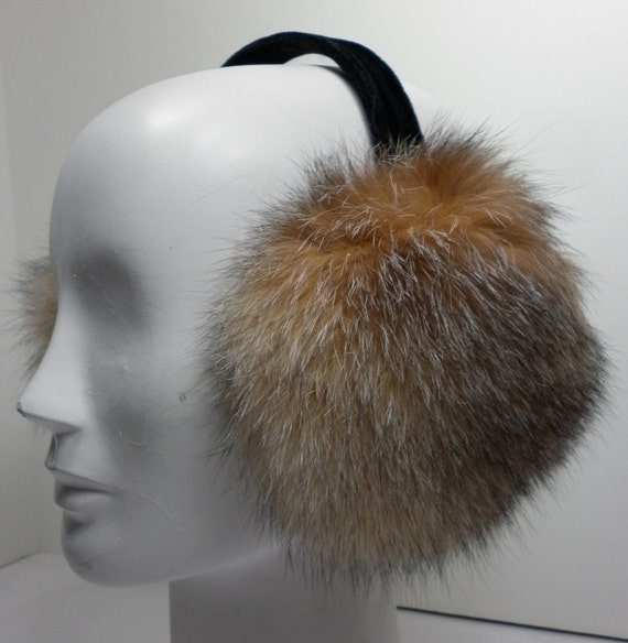Crystal Fox Fur Earmuffs new made in usa