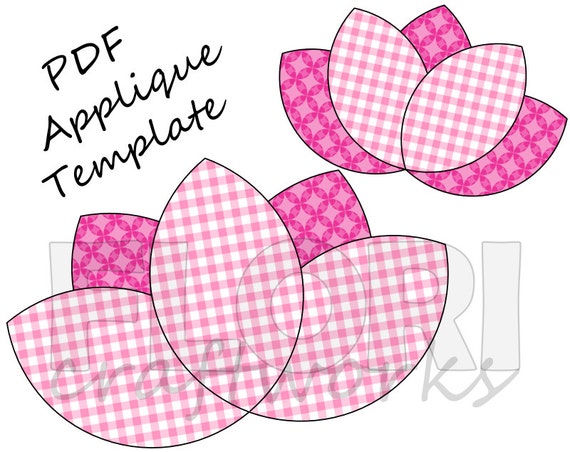 Lotus Flower PDF Applique Template Pattern DIY Onesie