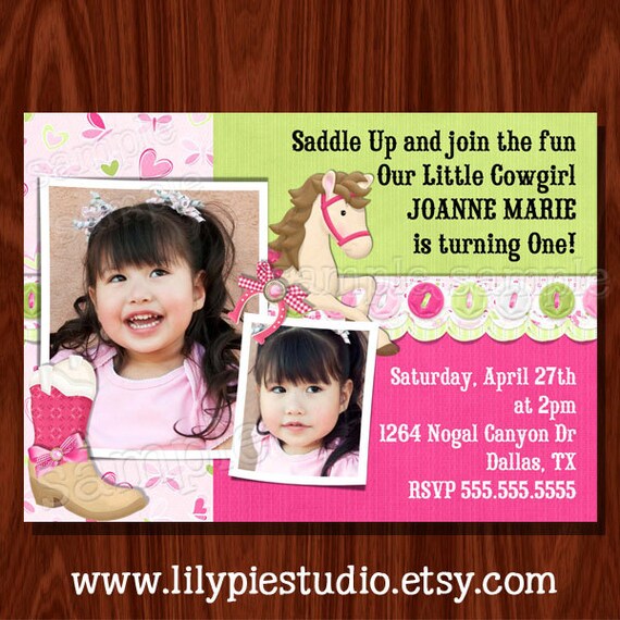 NEW Cowgirl Themed Birthday Invitation printable digital file Il_570xn