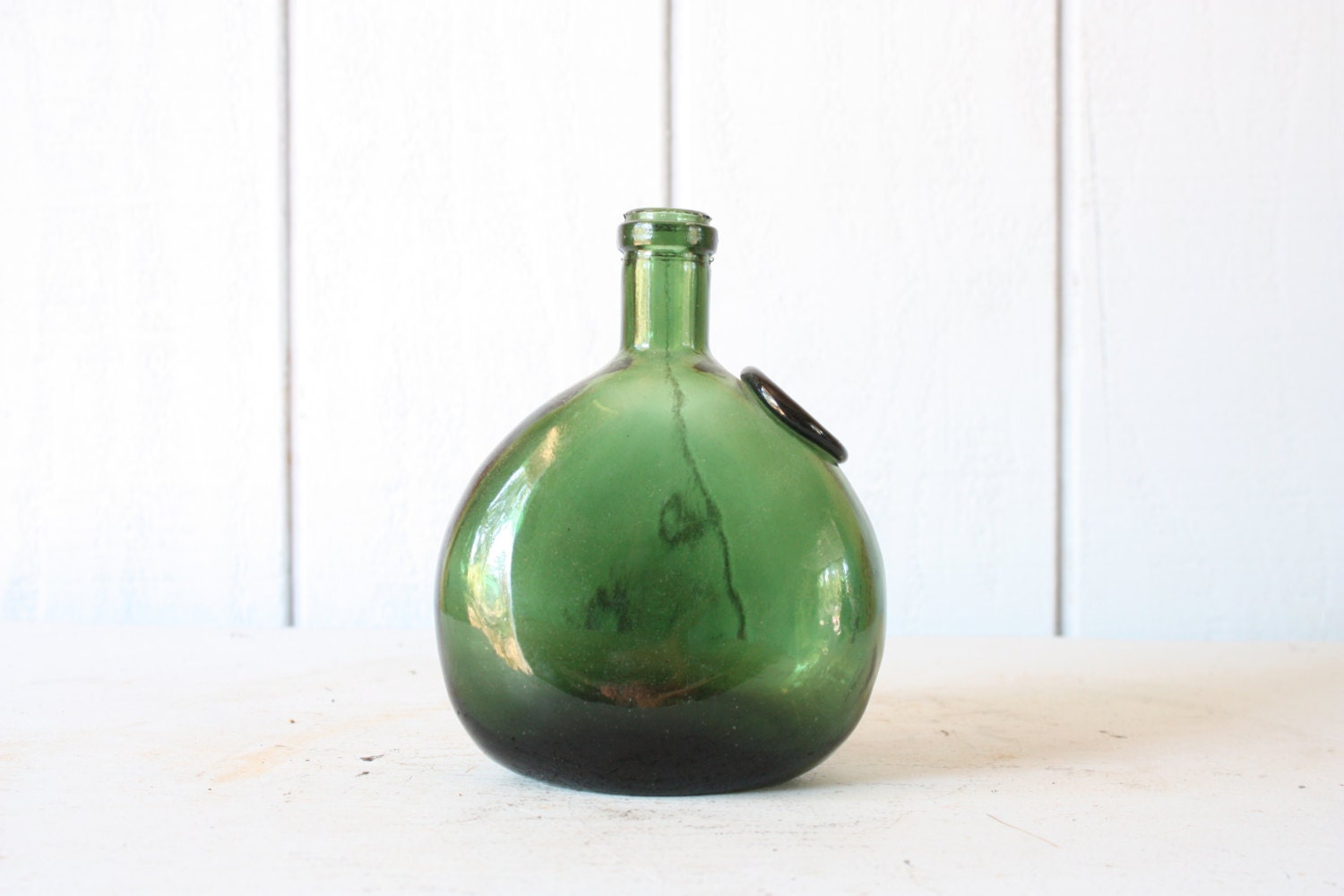 Vintage Large Green Bottle // Glass Vase by foxandforage on Etsy