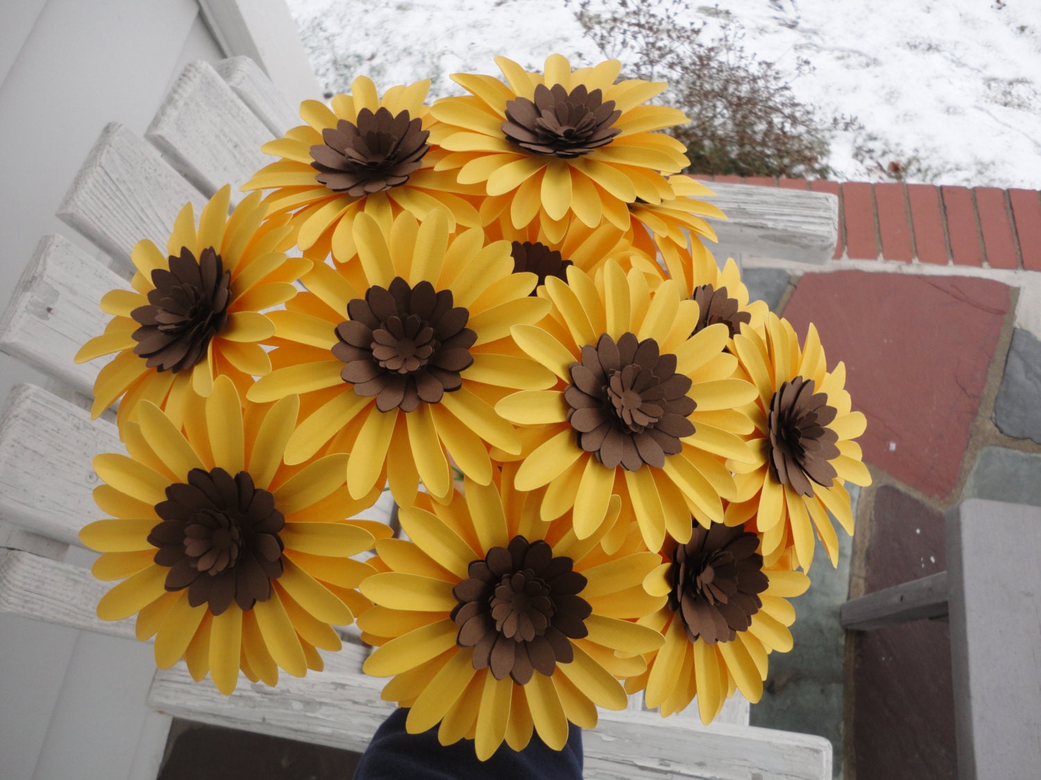 Paper Sunflower Bouquet Dozen Loose Sunflowers by PoshStudios