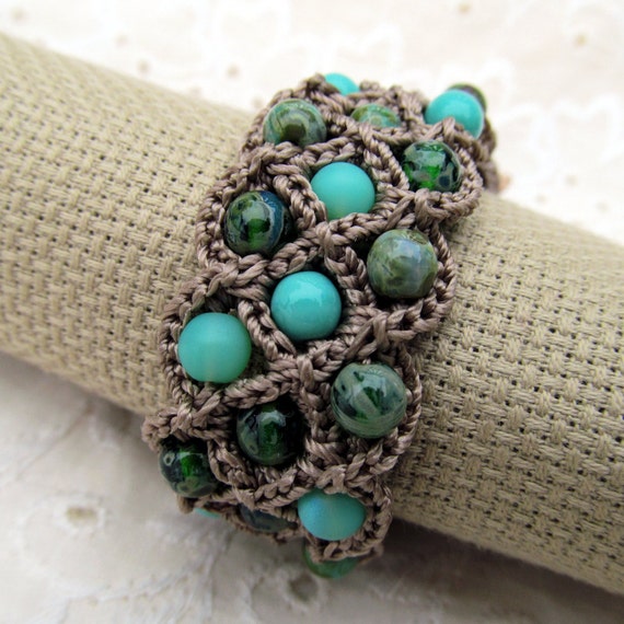 Bohemian Beaded Bracelet Boho Cuff Turquoise