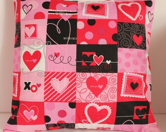 12x12 Checkerboard Hearts Decorative Pillow