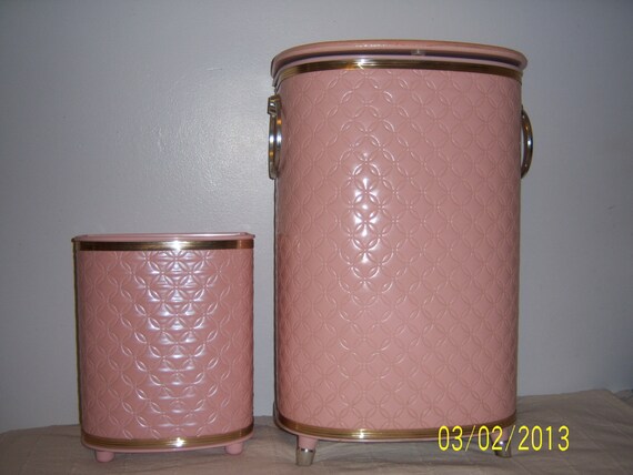 1960s Pink Laundry Clothes Hamper And Waste By GuesswhatIhave 1960s Pink Laundry Clothes Hamper And Waste By GuesswhatIhave