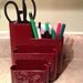 Mid Century Office Desk Maroon Organizer- Slots- Compartments- Pens- Pencils - 1970s Organizer- Craft Room