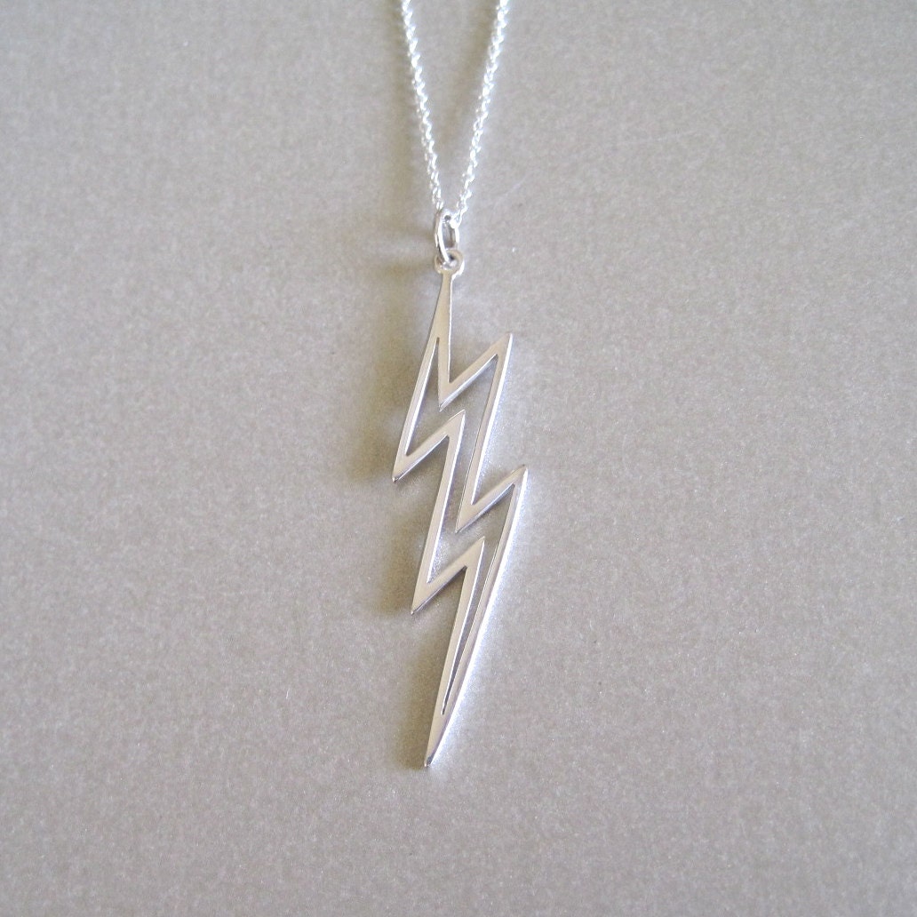 Lightning Bolt Charm Necklace Silver by